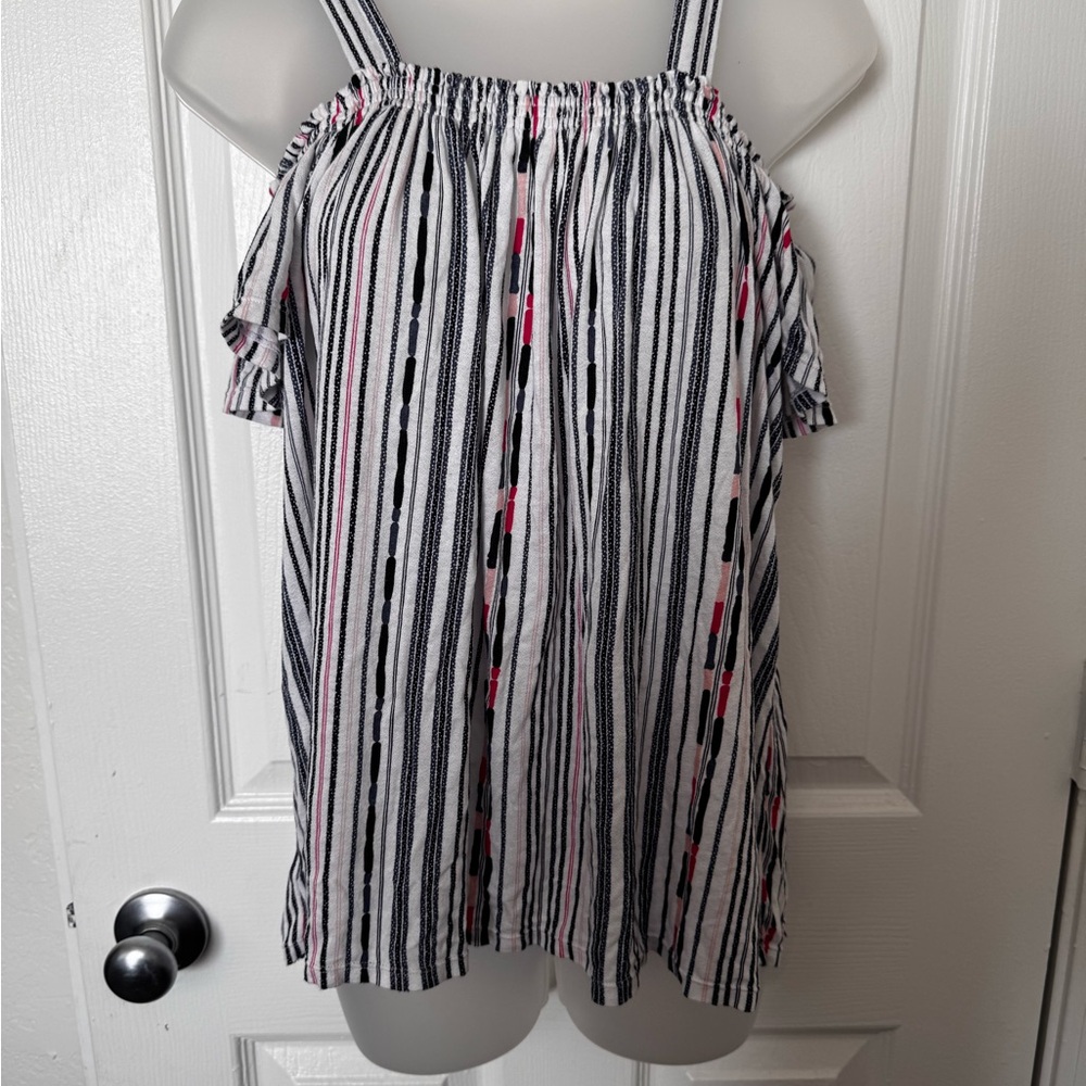 Time and Tru Striped Sleeveless Top - Black, White, Pink
